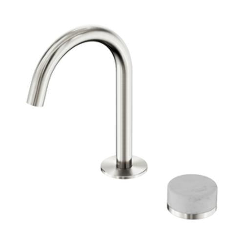 Serenity Progressive Basin Mixer Arc Spout With Carrara Handle Brushed Nickel