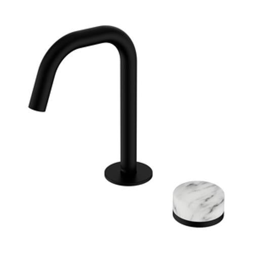 Serenity Progressive Basin Mixer Edge Spout With Arabescato Corchia Handle Matte