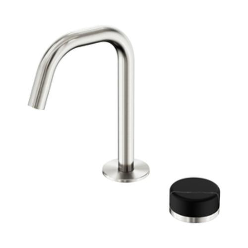 Serenity Progressive Basin Mixer Edge Spout With Marquina Black Handle Brushed