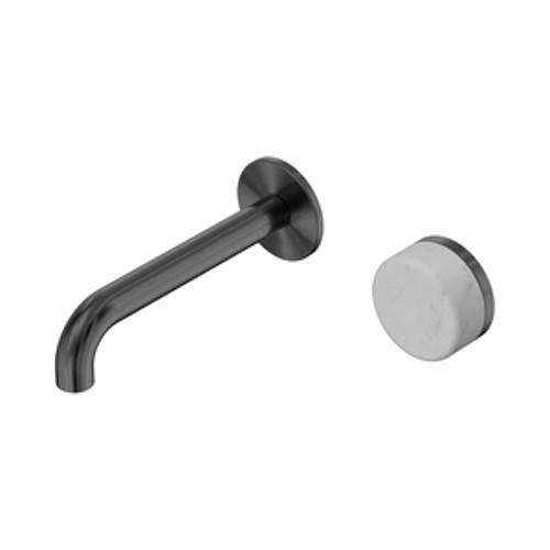 Serenity Progressive Wall Basin Mixer 160mm Spout With Carrara Handle Gun Metal
