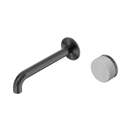 Serenity Progressive Wall Basin Mixer 185mm Spout With Carrara Handle Gun Metal