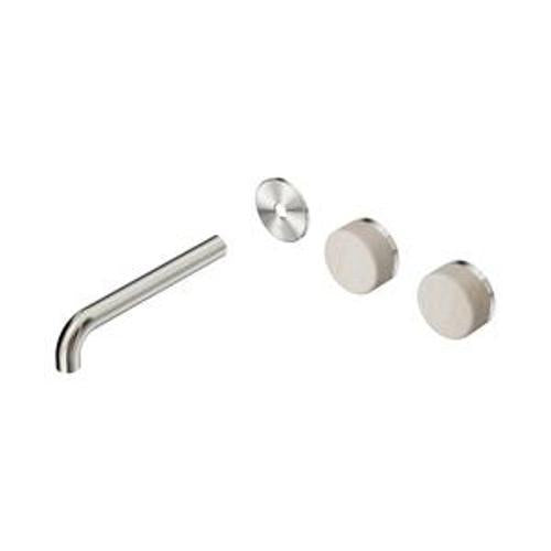 Serenity Wall Basin Set 185mm Offset Spout With Rome Travertine Handle Trim Kit