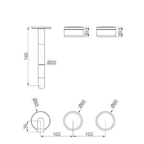 Serenity Wall Basin Set 185mm Offset Spout With Rome Travertine Handle Trim Kit