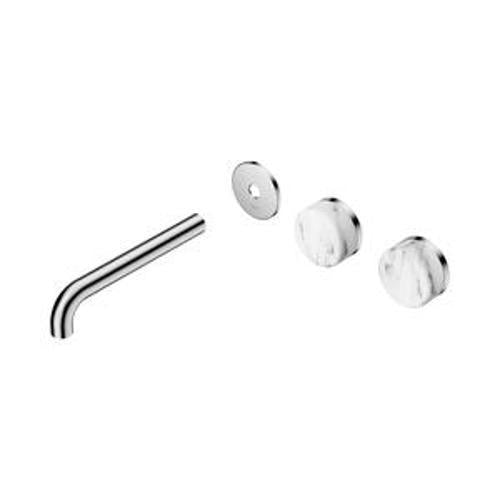 Serenity Wall Basin Set 185mm Offset Spout With Arabescato Corchia Handle Trim