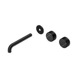 Serenity Wall Basin Set 185mm Offset Spout With Marquina Black Handle Trim Kit