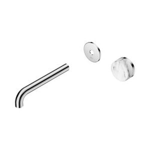 Serenity Progressive Wall Basin Mixer 185mm Spout With Arabescato Corchia Handle