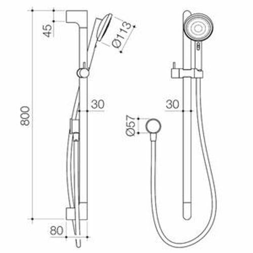 Urbane II Universal Rail Shower Brushed Brass - Caroma