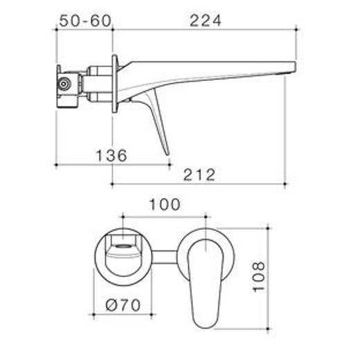 Maku MK2 Wall Basin/Bath Mixer Trim Kit - Methven 200mm Brushed Nickel