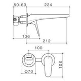 Maku MK2 Wall Basin/Bath Mixer Trim Kit - Methven 200mm Brushed Nickel