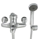 Forte Exposed Bath Mixer with Handshower 20mm Eccentrics Mains Pressure Chrome