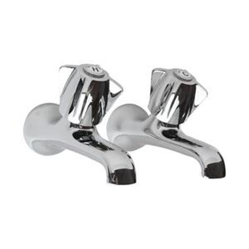 Angelo Bath Taps 15mm DZR Brass Inlet Chrome Pair - Aquatica