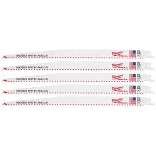 Sawzall Thin Kerf Wood - Milwaukee 300mm 12 Inch 5TPI Blade 5 Pack
