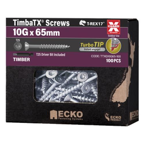 T-REX17 TimbaTX Wood Screw XGuard - Ecko 10g x 65mm 100 Box