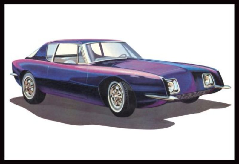 1/25 scale plastic model kit of a 1963 Studebaker Avanti with customizable options for stock, drag, or custom builds.