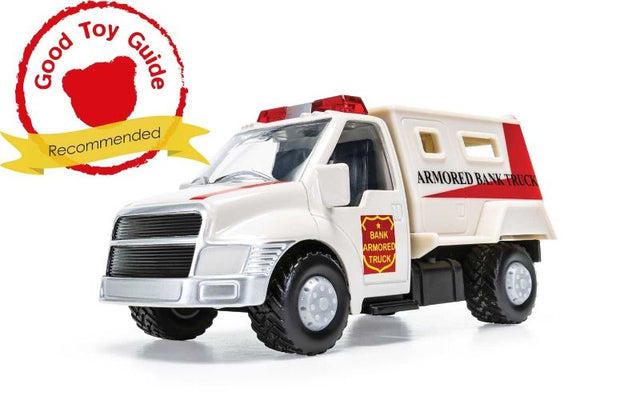 Detailed diecast model of a Corgi Armoured Truck, perfect for collectors and play, made from durable metal and plastic.