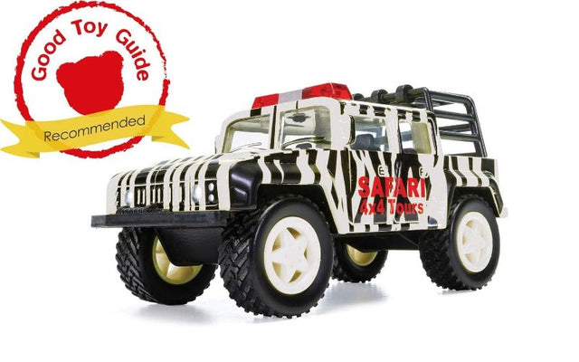 Diecast Car - Off Road Safari in black and white camouflage, perfect for adventurous play and collecting.