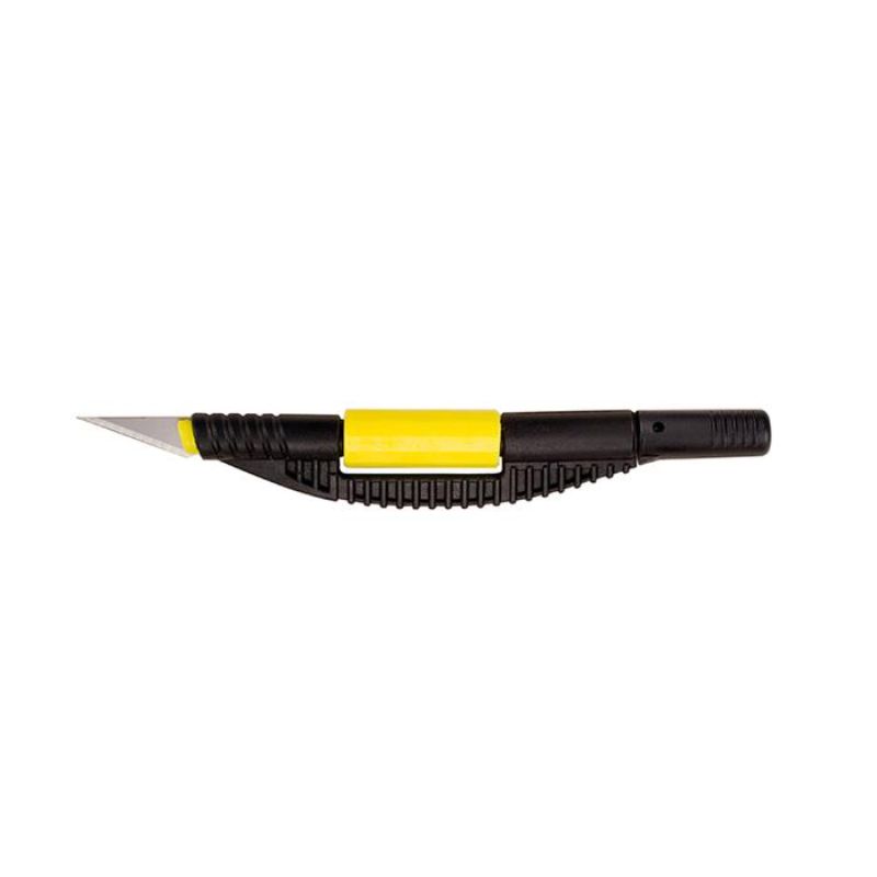 K17 Non-Roll Art Knife with anti-roll design, sharp #11 blades, and rear blade storage for precise crafting cuts.