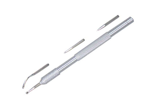 Excel Blades burnisher set includes 4 tips for embossing, scoring, and carving with a safety cap.