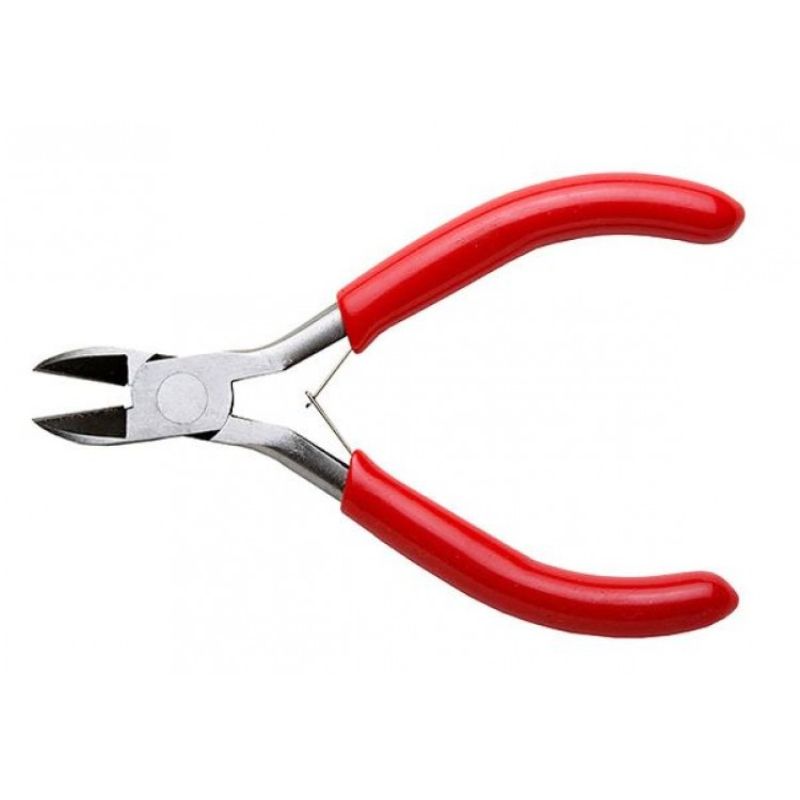 Hobby Tool 4.5 inch pliers nippers, carbon steel wire cutter with cushion grip and spring-loaded design for comfort.