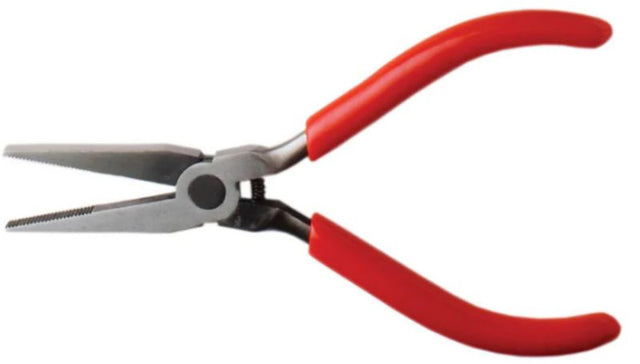 Durable 5-inch flat nose pliers with ergonomic grip for precision crafting and DIY projects, made from high-quality carbon steel.