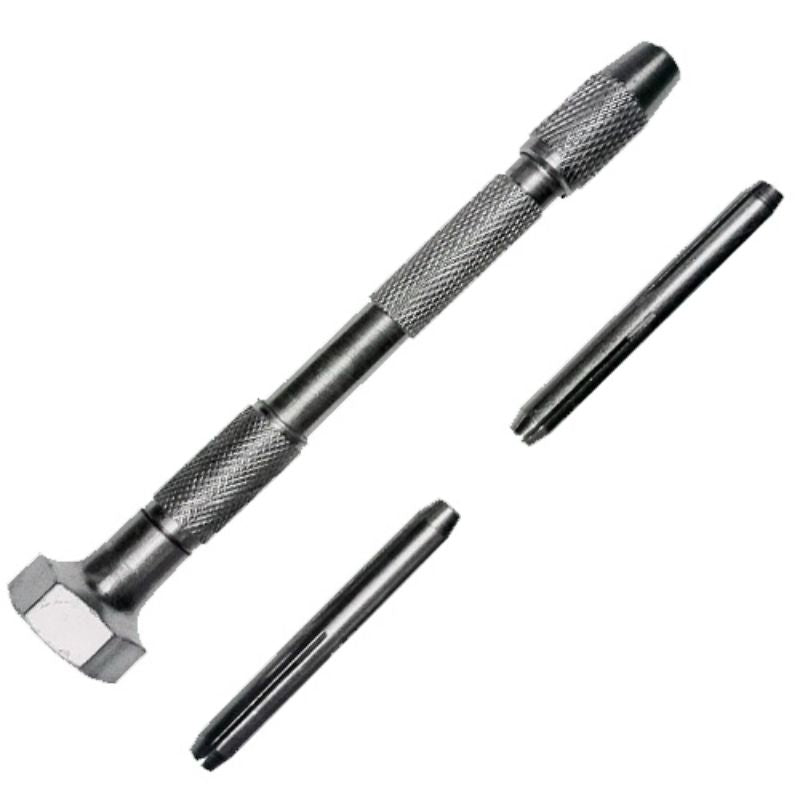 Excel Blades Pin Vise with swivel head and 4 chucks for precision work on various materials.