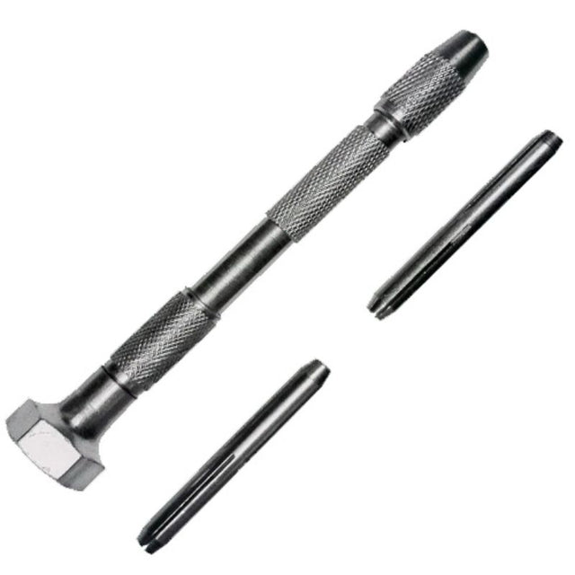 Excel Blades Pin Vise with swivel head and 4 chucks for precision work on various materials.