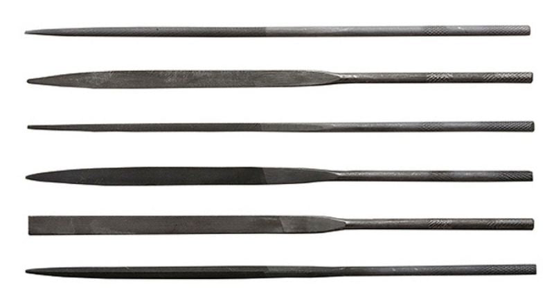 Set of 6 assorted needle files for shaping and smoothing, made from durable high-quality steel, ideal for DIY and crafts.