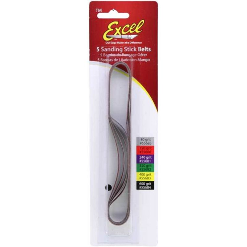Five #600 grit sanding belts for woodworking, made from durable fiber with aluminum oxide, ideal for smooth finishes.