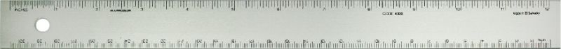 Deluxe conversion ruler made of aluminum, featuring 1/16 inch and millimeter scales for precise measurements in crafting.