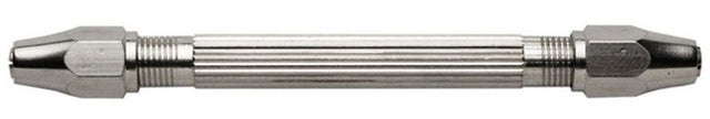 Double-ended pin vise, 100mm chrome steel, with self-centering chucks for precise drilling in wood, plastic, and metal.