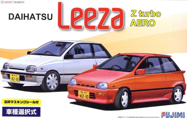 1/24 scale model kit of Daihatsu Leeza Z/Aero, featuring snap-on design and intricate aero parts for customization.