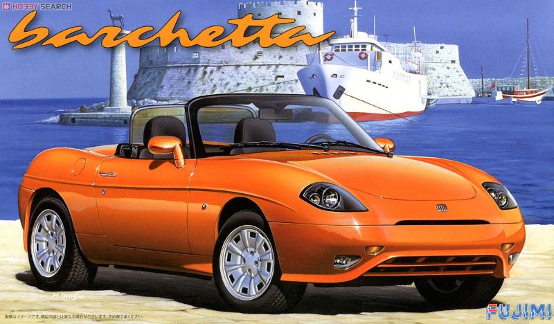 1/24 scale unassembled model kit of the stylish Fiat Barchetta, perfect for car enthusiasts and hobbyists.