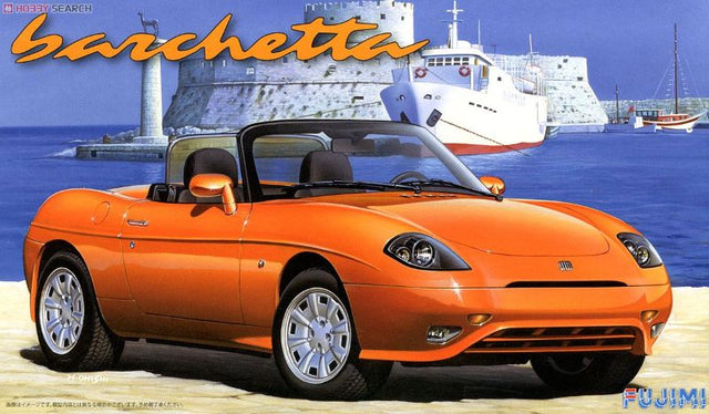 1/24 scale unassembled model kit of the stylish Fiat Barchetta, perfect for car enthusiasts and hobbyists.