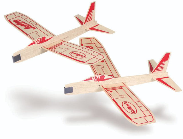 Balsa wood Jetfire gliders in a twin pack, designed for optimal performance and outdoor fun for all ages.