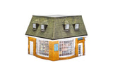 Hornby Offie corner shop model, a detailed 1/76 scale representation of a quaint Cotswolds off-licence.