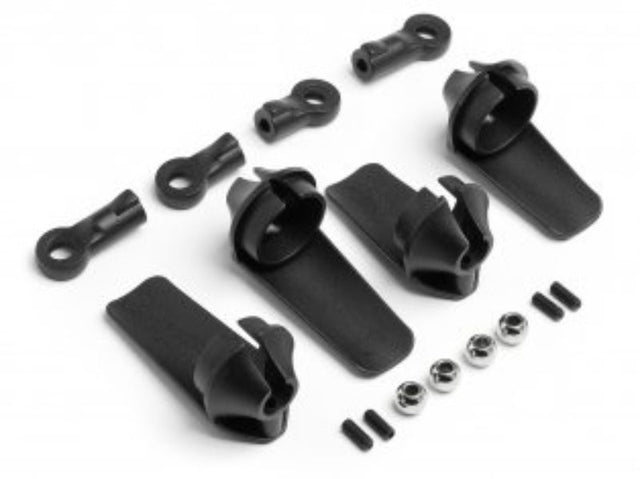 Shock Guard Set for 16mm shocks, includes 4 protective guards for enhanced durability and performance.