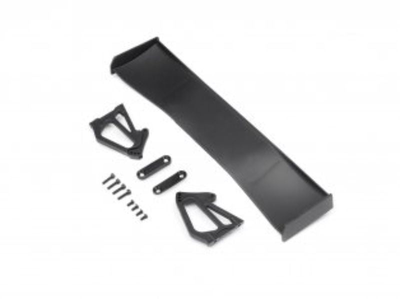 Black 1/10 GT Wing Set for 911, designed for performance, enhances aerodynamics and stability for RC racing.