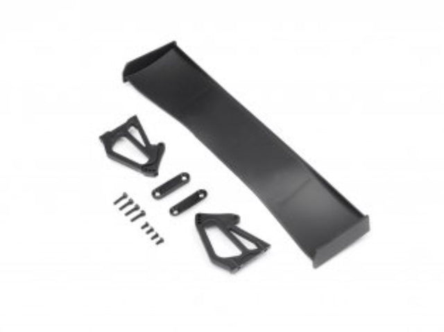 Black 1/10 GT Wing Set for 911, designed for performance, enhances aerodynamics and stability for RC racing.