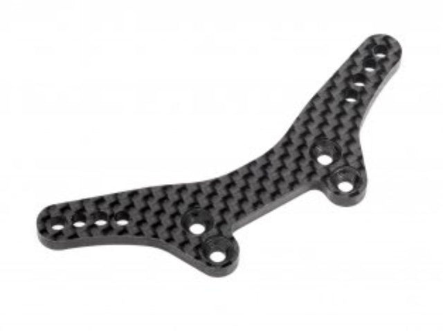 RS4 Carbon FR Shock Tower featuring durable carbon fiber for enhanced stability and performance in RC vehicles.