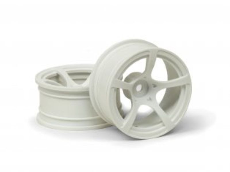 White R5 9mmOS wheels for 1/10 RC cars, designed for optimal grip and stability, perfect for drifting and racing.