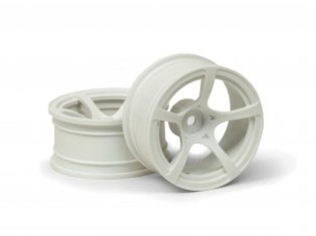 White R5 9mmOS wheels for 1/10 RC cars, designed for optimal grip and stability, perfect for drifting and racing.
