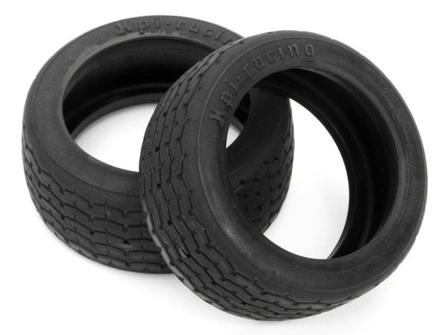Vintage 1/10 RC tires with 26mm width, D compound for superior grip and traction in racing. Includes 2 durable crossply tires.