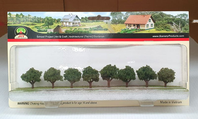 Small Deciduous Trees (3/4-1 inch) for model scenery, featuring detailed designs for realistic landscapes, pack of 8.