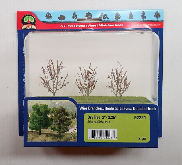 Realistic dry trees for model scenery, measuring 50-57mm, perfect for dioramas and train sets.