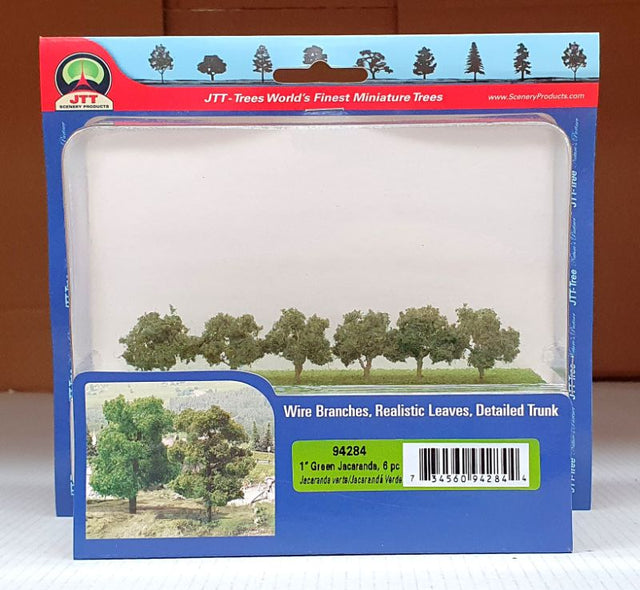 25.4mm Green Jacaranda model tree, perfect for adding vibrant greenery to dioramas and model train layouts.