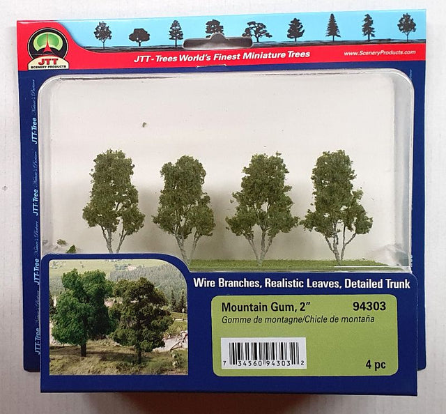 Realistic 50.8mm Mountain Gum Trees for model railways and dioramas, enhancing miniature landscapes with lifelike detail.