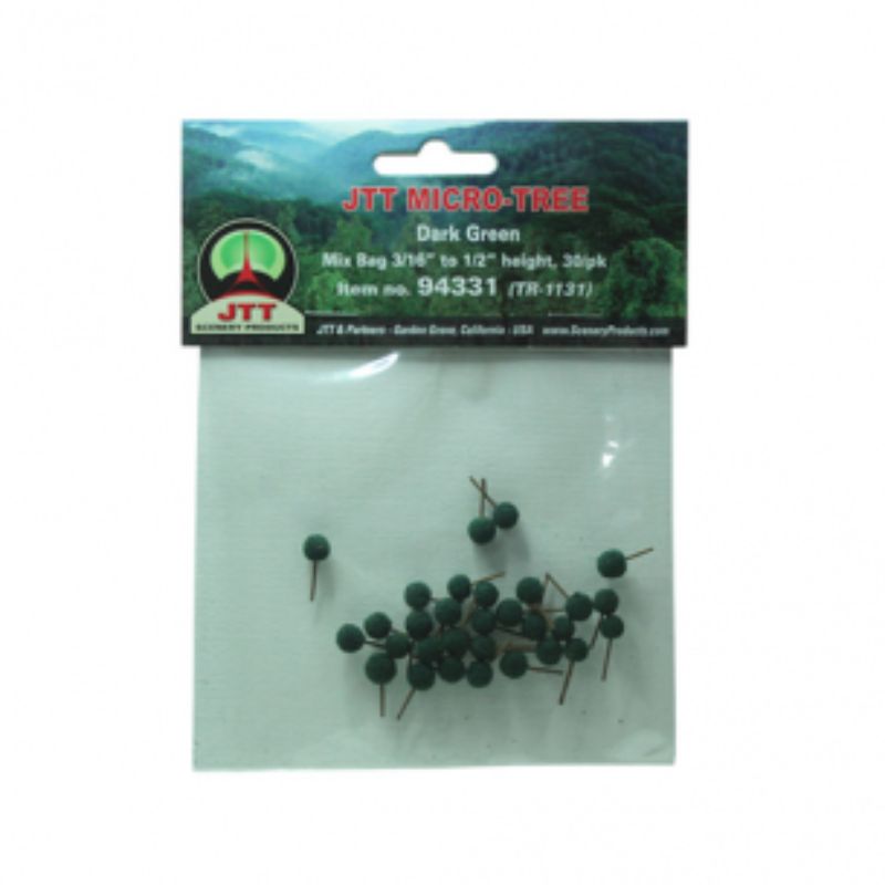 30 vibrant dark green micro-trees ideal for model landscapes and dioramas, enhancing realism and detail.