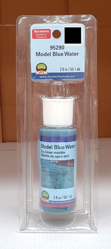 Realistic blue water effect for dioramas and model landscapes, quick-drying 60ml bottle for lifelike water features.