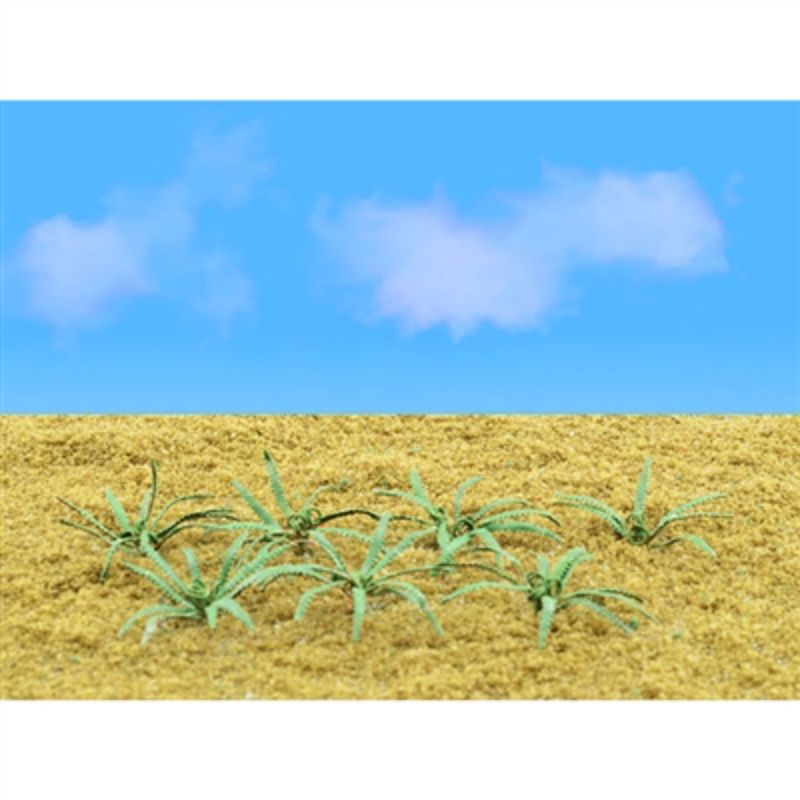 Realistic 25mm model ferns for enhancing O scale scenery, set of 9 vibrant green plants.