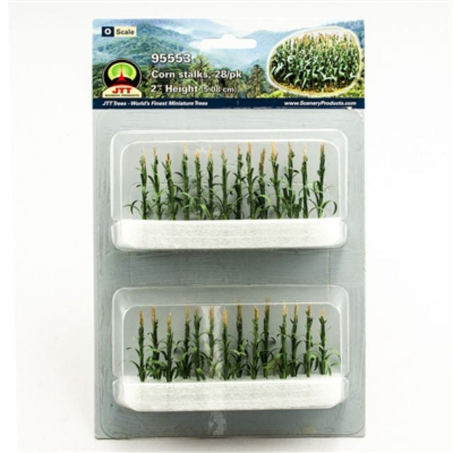 Realistic 50mm corn stalks for O Scale models, perfect for enhancing agricultural scenes in dioramas or model railways.